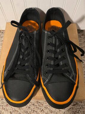 Harley-Davidson Women's Zia 2-Inch Leather Low-Cut Sneakers, Black D83816 (10M)